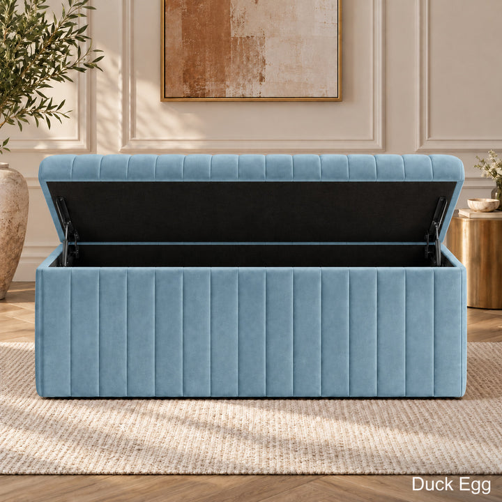 Lux Striped Ottoman Storage Box in Velvet