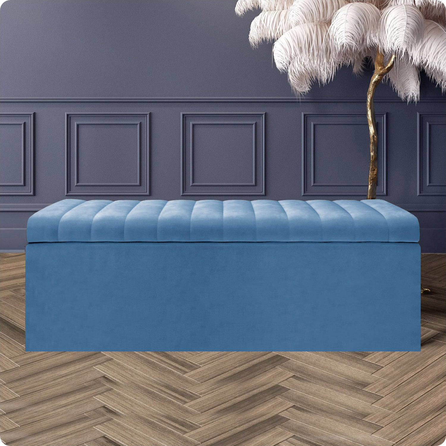 Safar Large Ottoman Storage Box - Upholstered Blanket Box