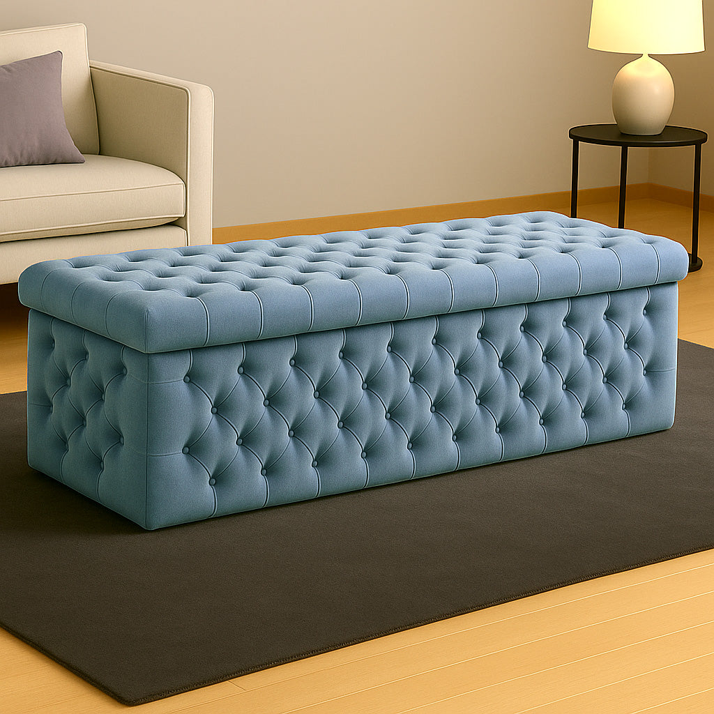 Lux Velvet Upholstered Chesterfield Storage Ottoman Box