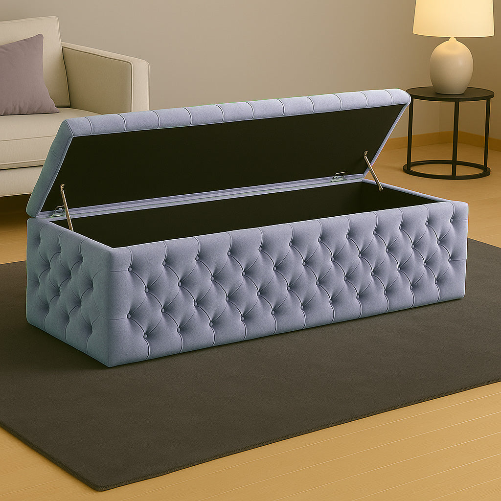 Lux Velvet Upholstered Chesterfield Storage Ottoman Box