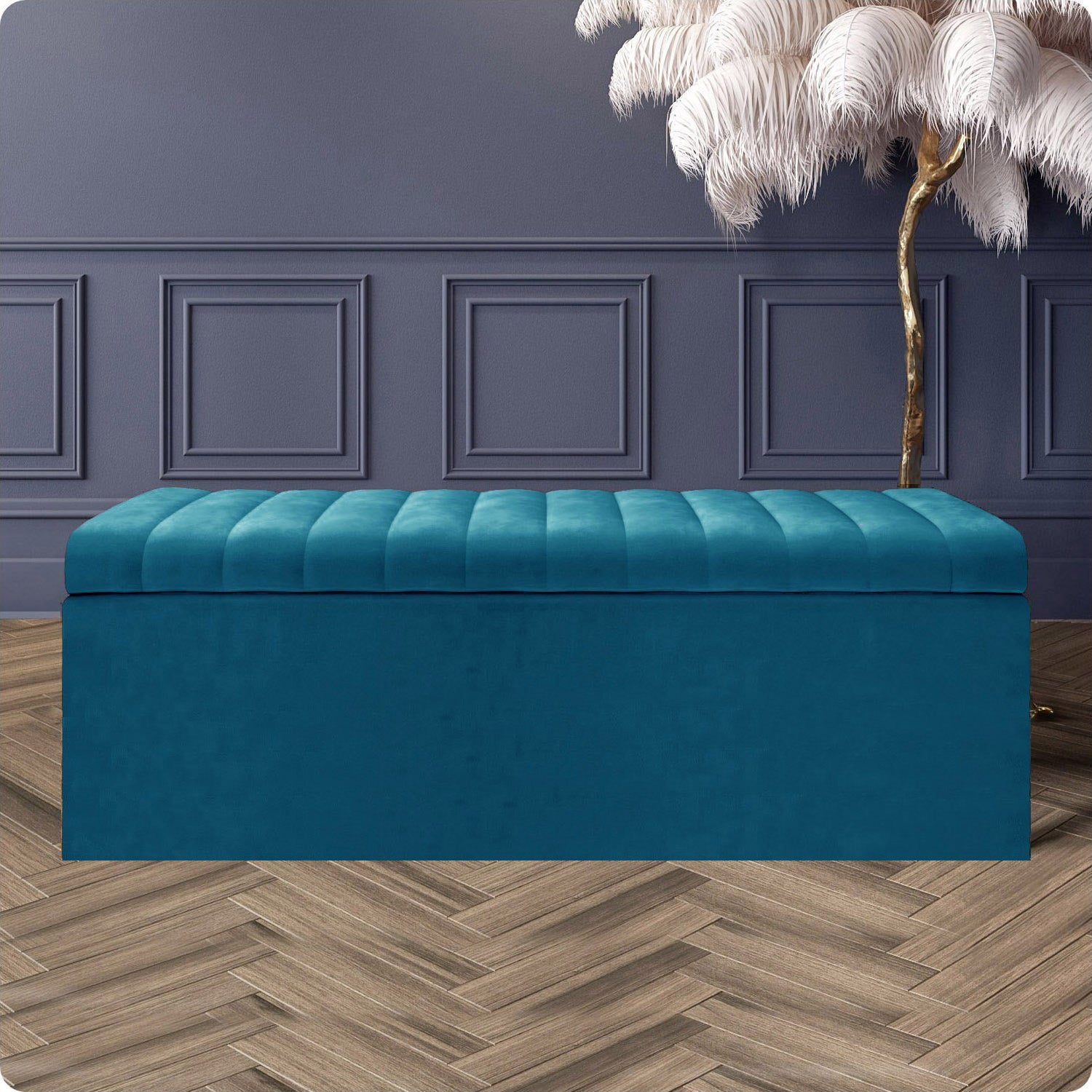 Safar Large Ottoman Storage Box - Upholstered Blanket Box