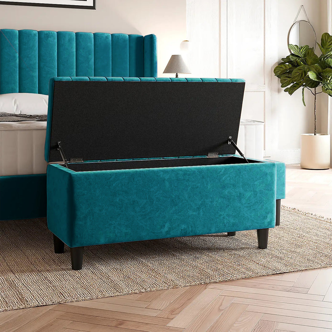 Lined Upholstered Ottoman Storage Box