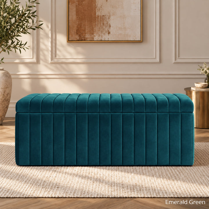 Lux Striped Ottoman Storage Box in Velvet