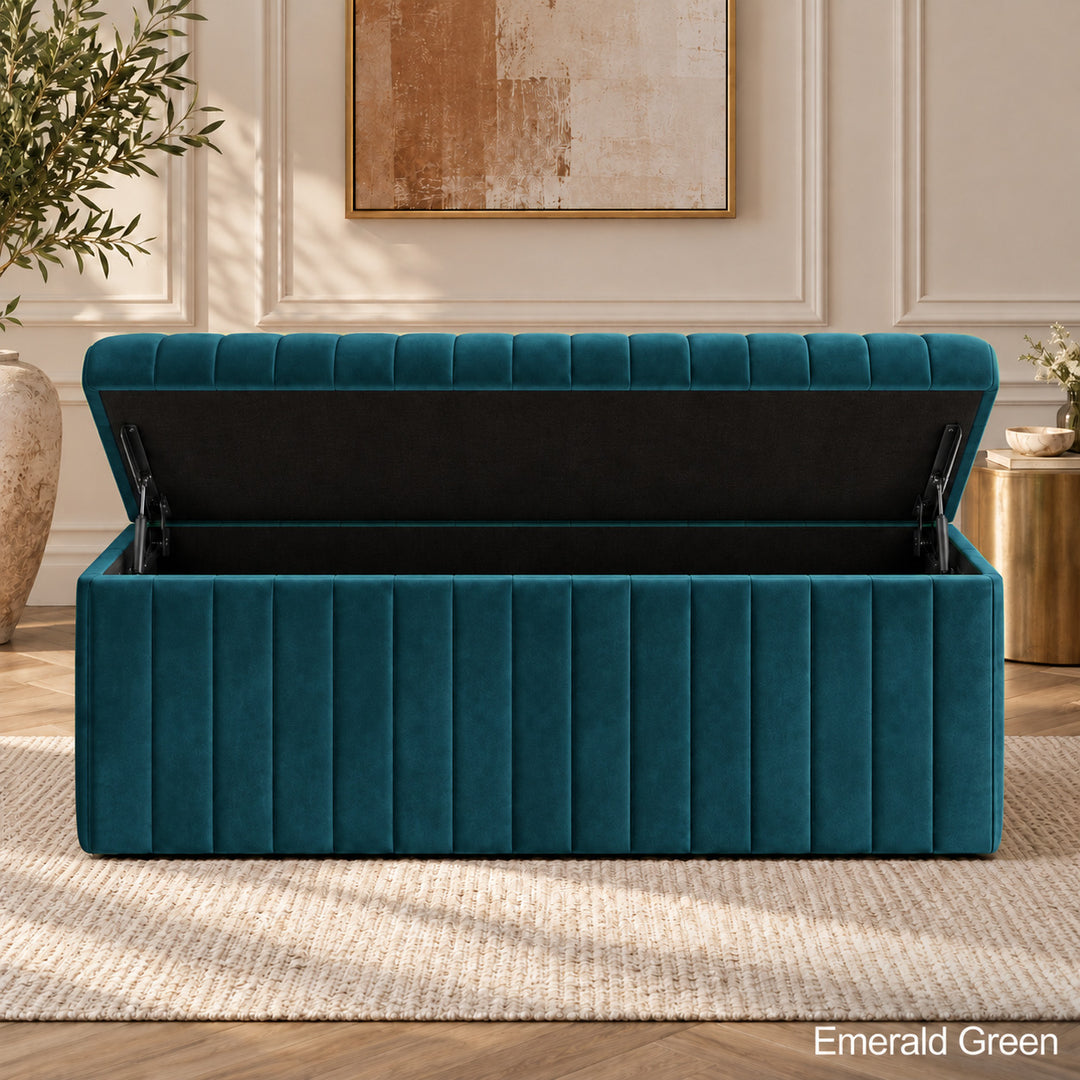 Lux Striped Ottoman Storage Box in Velvet