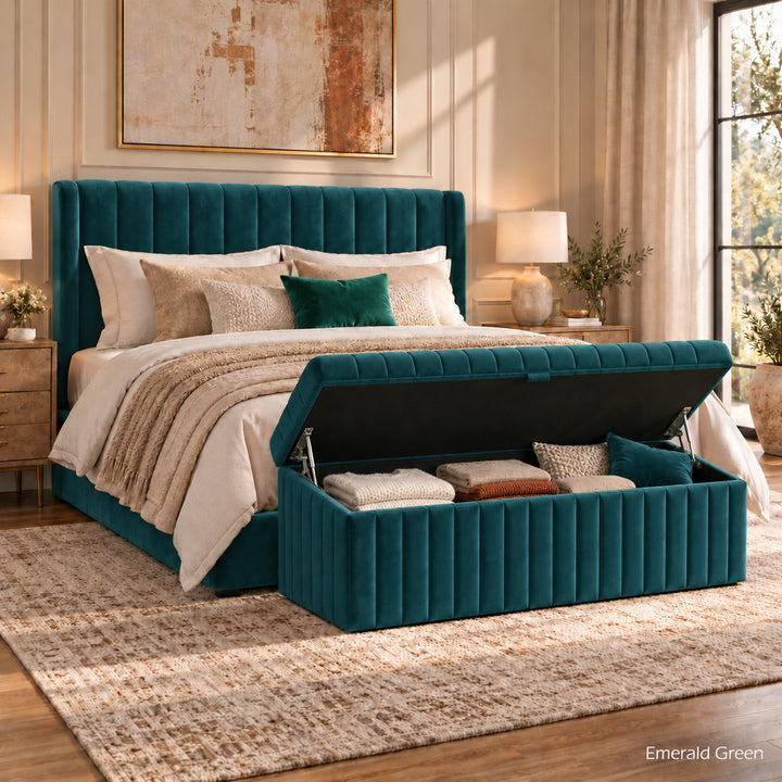 Lux Striped Ottoman Storage Box in Velvet