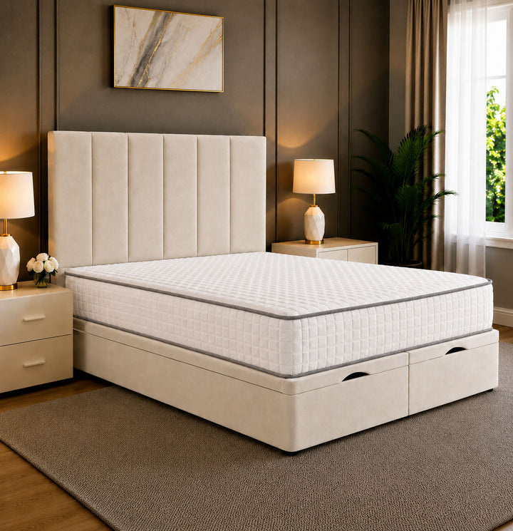Eva Divan Storage Striped Ottoman Bed Frame