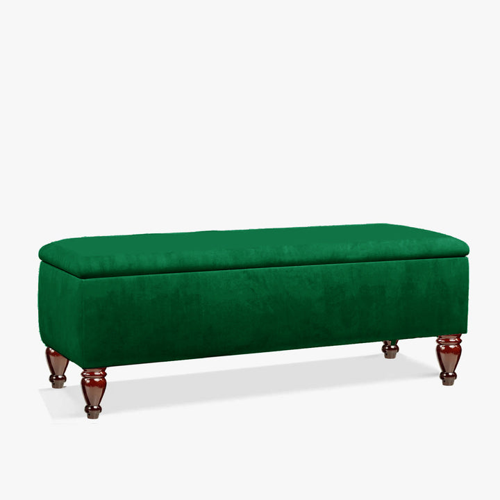 Forest Green velvet bench, shoe storage bench, end of bed bench, plain ottoman bench with storage, window seating bench, velvet upholstered footstool, velvet end table, storage coffee table, hallway bench, ottoman storage box, rectangle ottoman footstool 