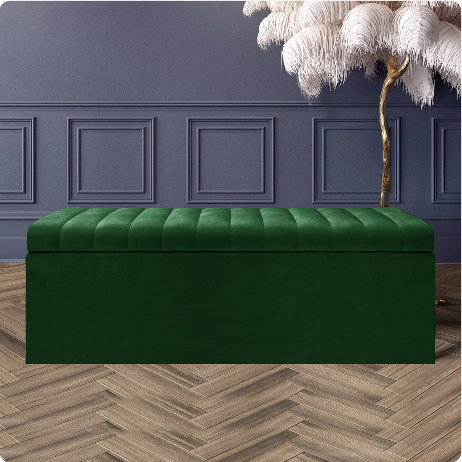 Safar Large Ottoman Storage Box - Upholstered Blanket Box