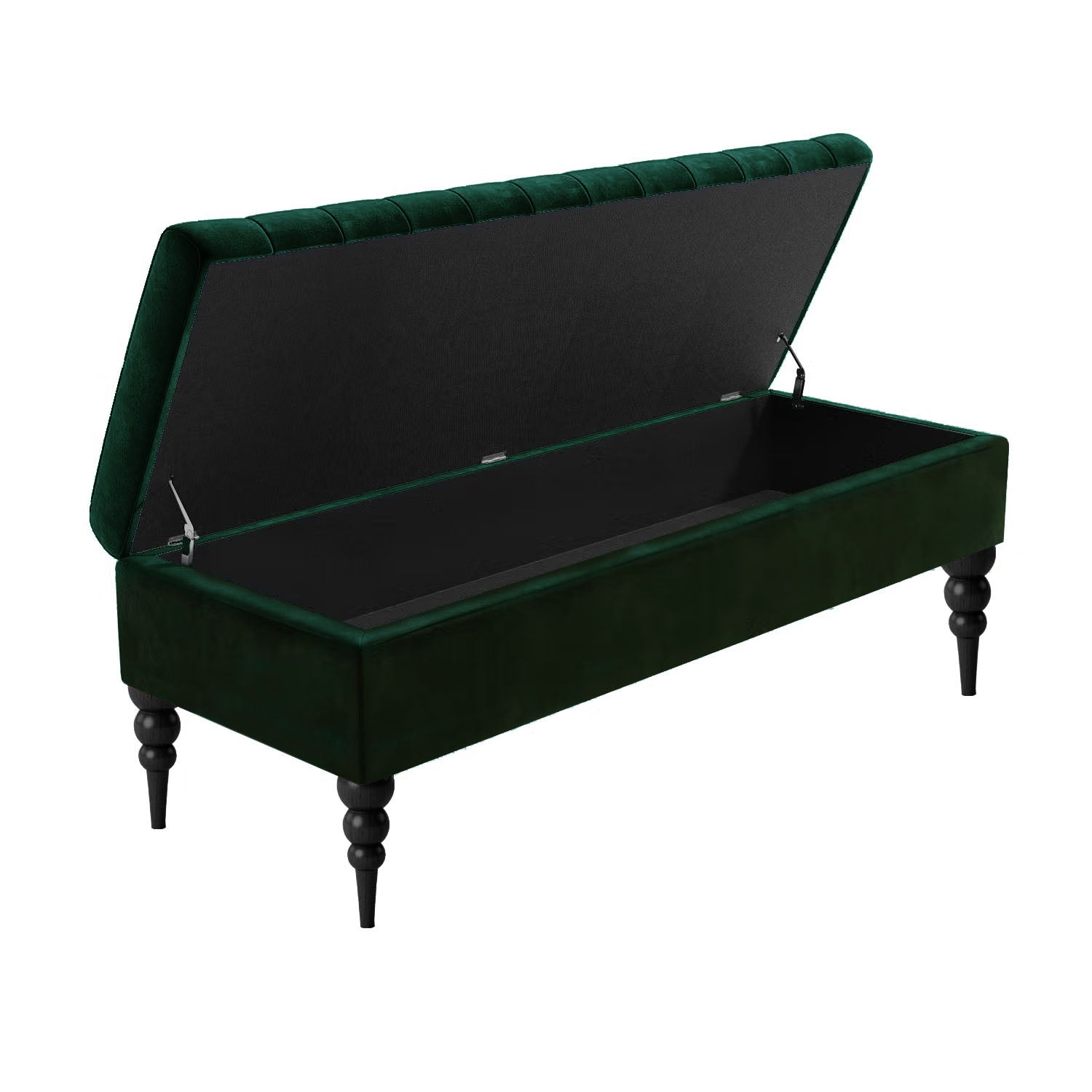 Sierra Ottoman Storage Bench with Black Turned Wooden Legs