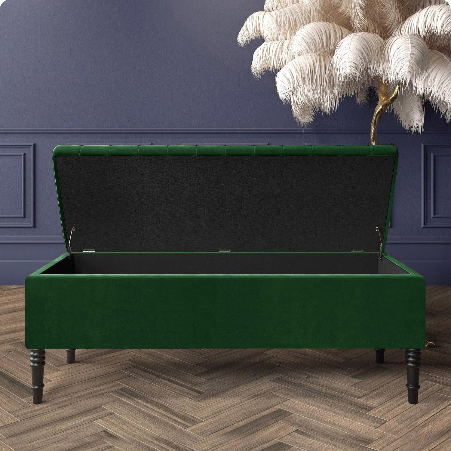 Paris Striped Ottoman Bench with storage