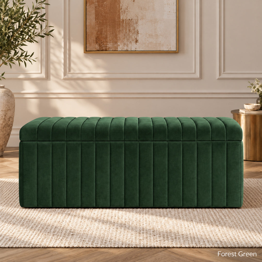 Lux Striped Ottoman Storage Box in Velvet