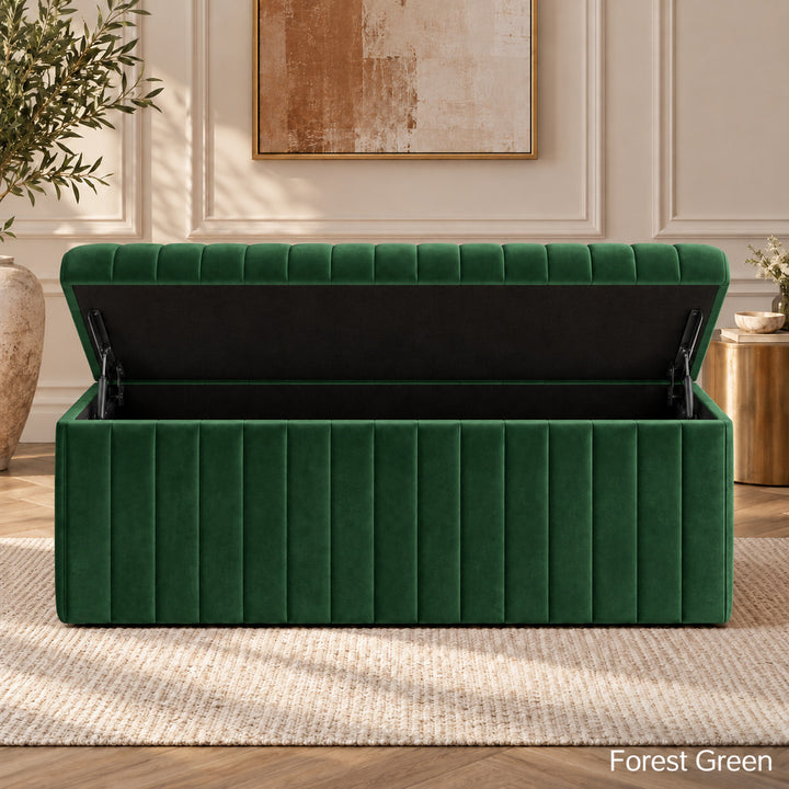 Lux Striped Ottoman Storage Box in Velvet