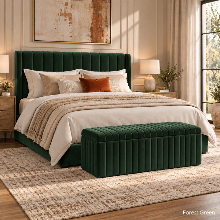 Lux Striped Ottoman Storage Box in Velvet