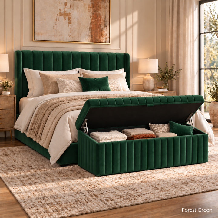Lux Striped Ottoman Storage Box in Velvet