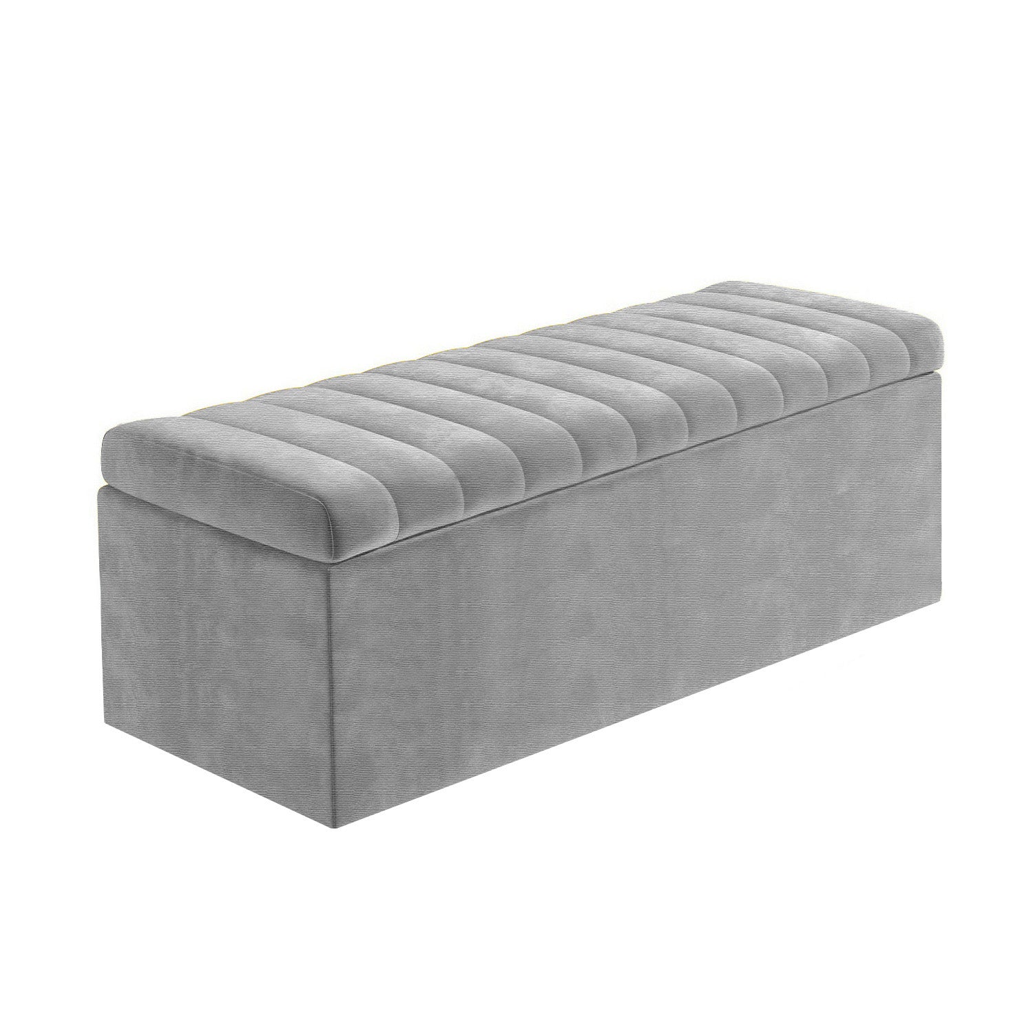 Large Safar Naples Ottoman Storage Box - Striped Upholstered Blanket Box