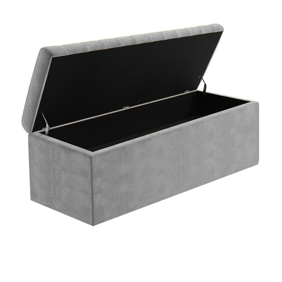 Large Safar Naples Ottoman Storage Box - Striped Upholstered Blanket Box