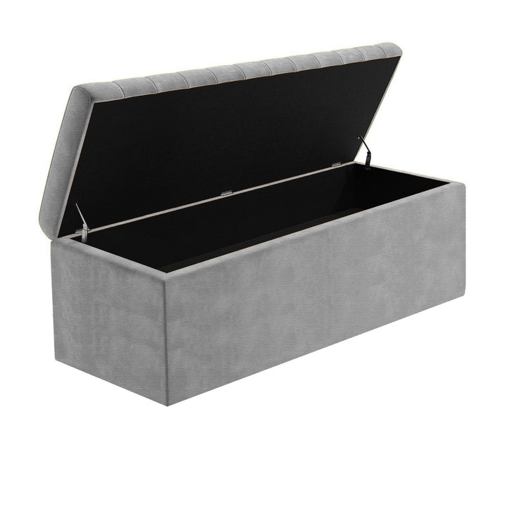 Large Safar Naples Ottoman Storage Box - Striped Upholstered Blanket Box