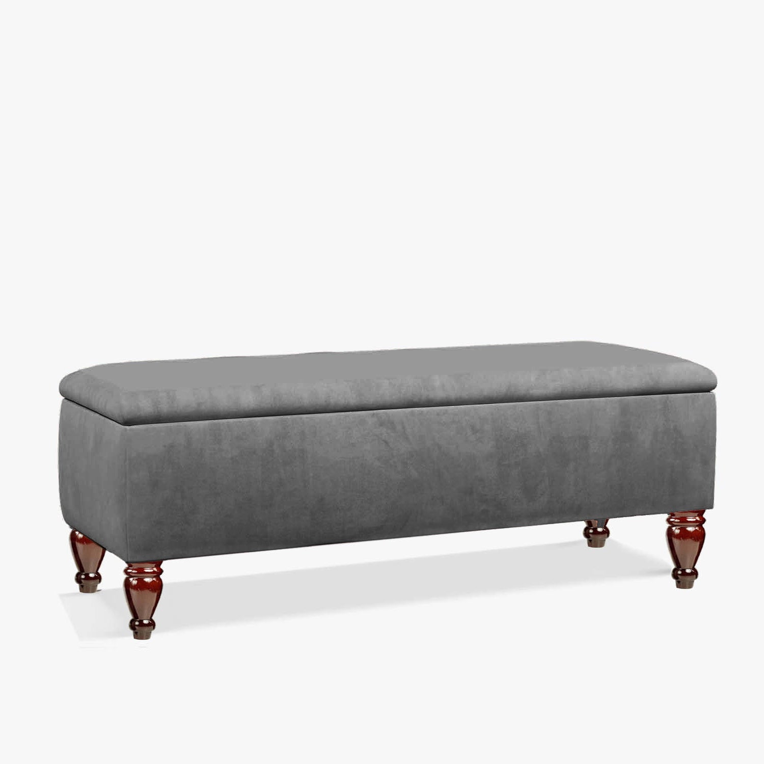 Grey velvet bench, shoe storage bench, end of bed bench, plain ottoman bench with storage, window seating bench, velvet upholstered footstool, velvet end table, storage coffee table, hallway bench, ottoman storage box, rectangle ottoman footstool 