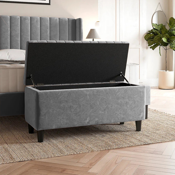 Lined Upholstered Ottoman Storage Box