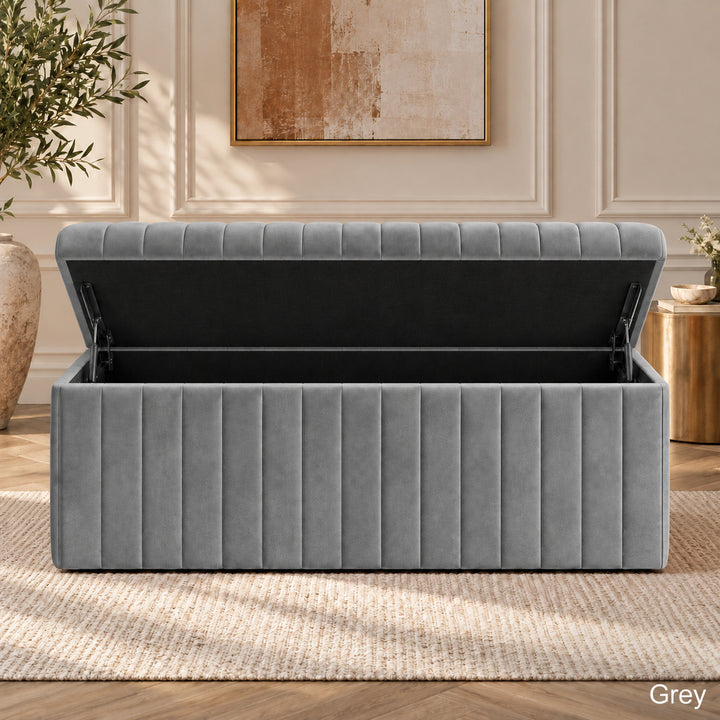 Lux Striped Ottoman Storage Box in Velvet