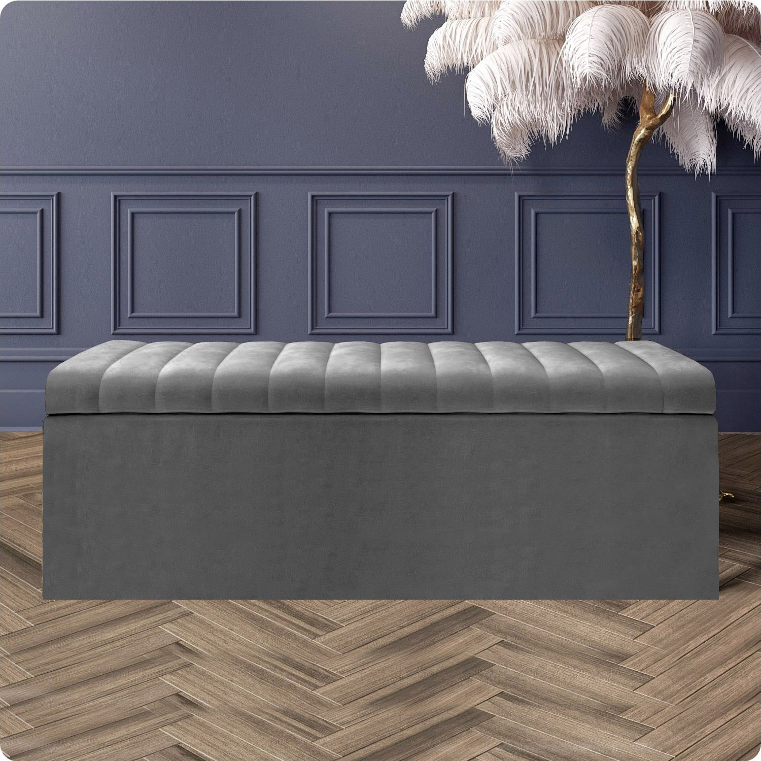 Safar Large Ottoman Storage Box - Upholstered Blanket Box