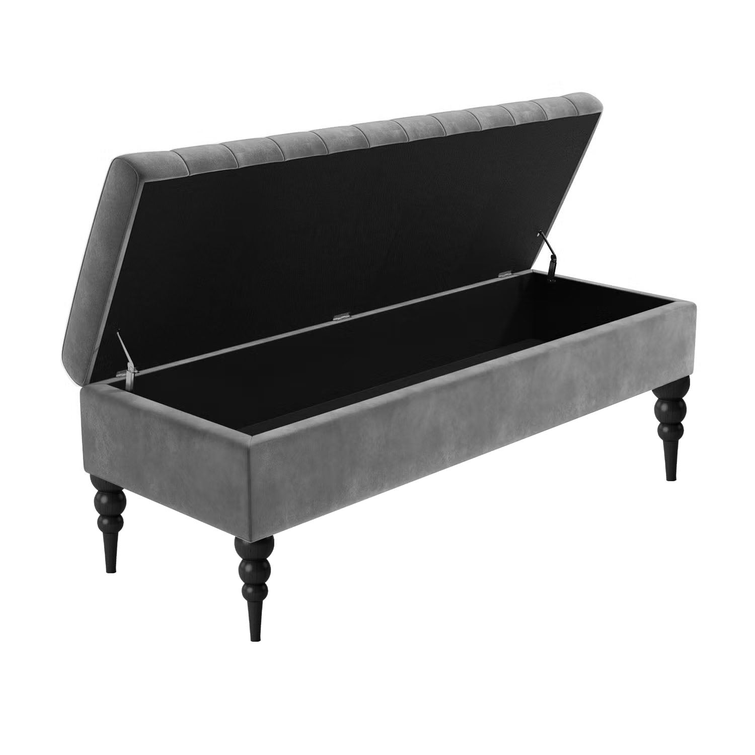 Sierra Ottoman Storage Bench with Black Turned Wooden Legs