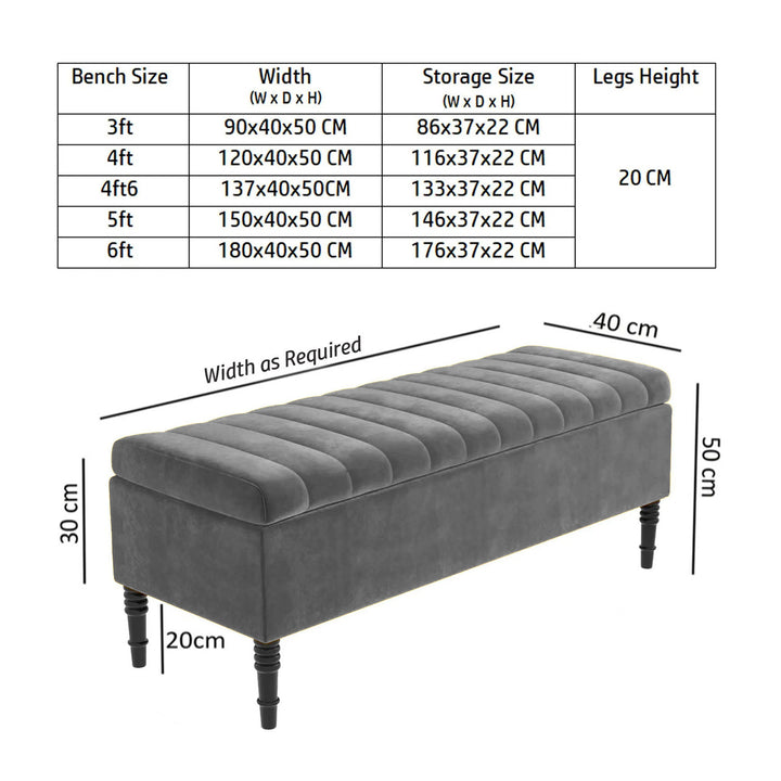 Paris Striped Ottoman Bench with storage