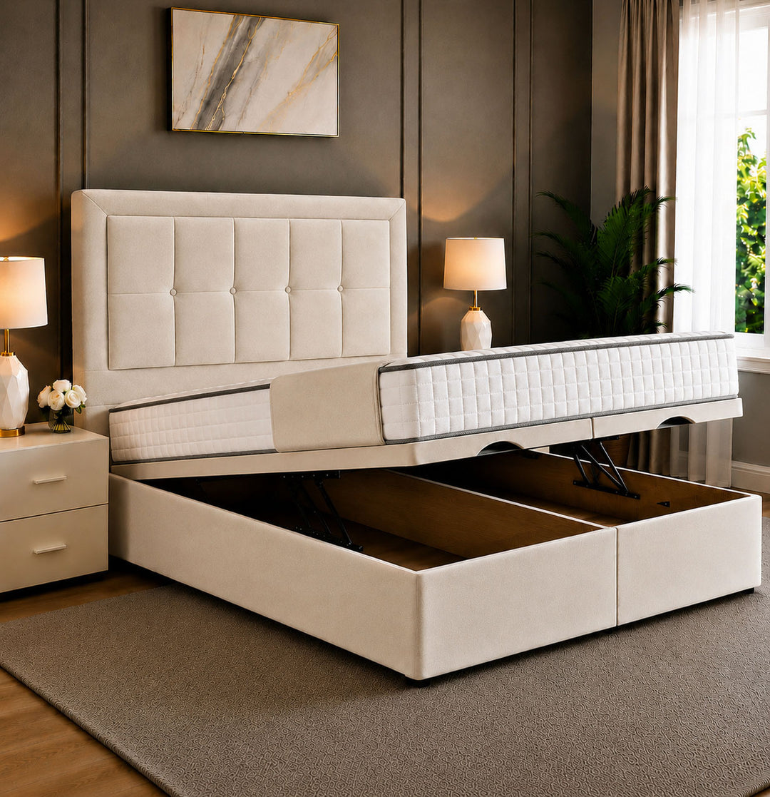 Maria Cubed Tufted Divan Storage Ottoman Bed Frame