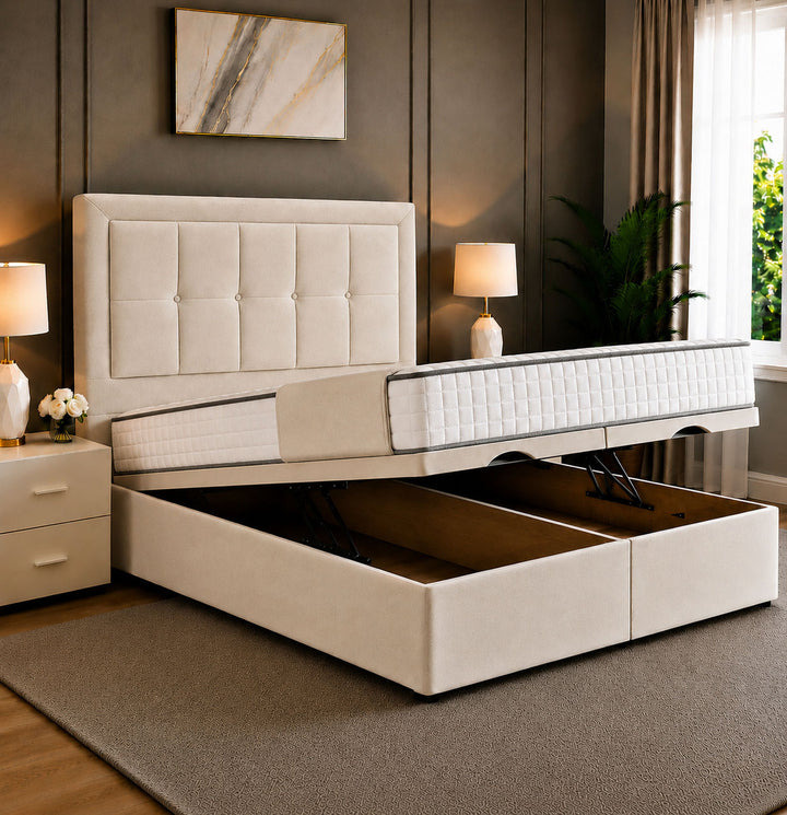 Maria Cubed Tufted Divan Storage Ottoman Bed Frame