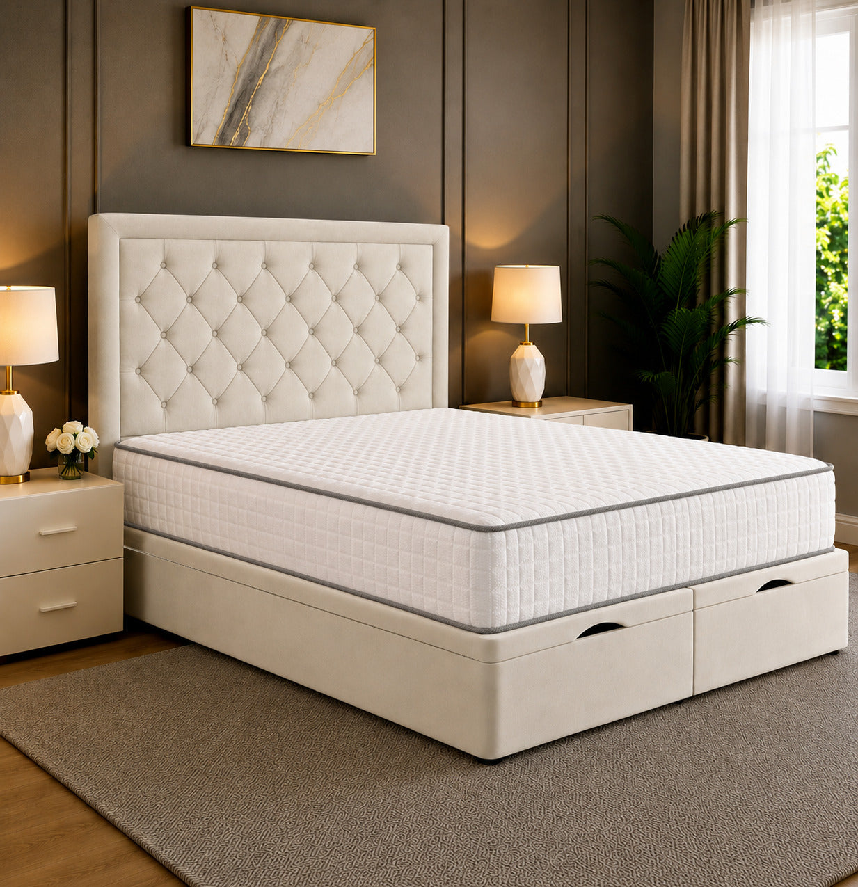 Milan Chesterfield Tufted Divan Storage Ottoman Bed Frame