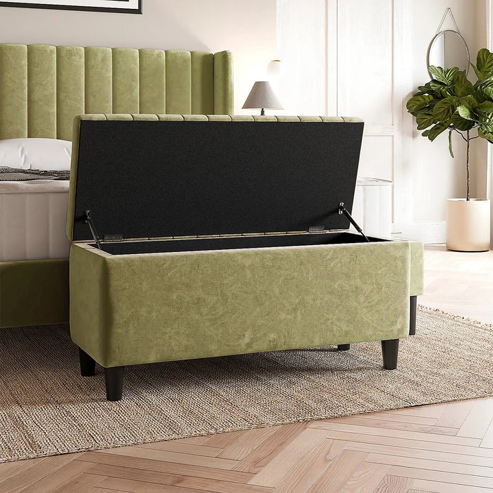 Lined Upholstered Ottoman Storage Box