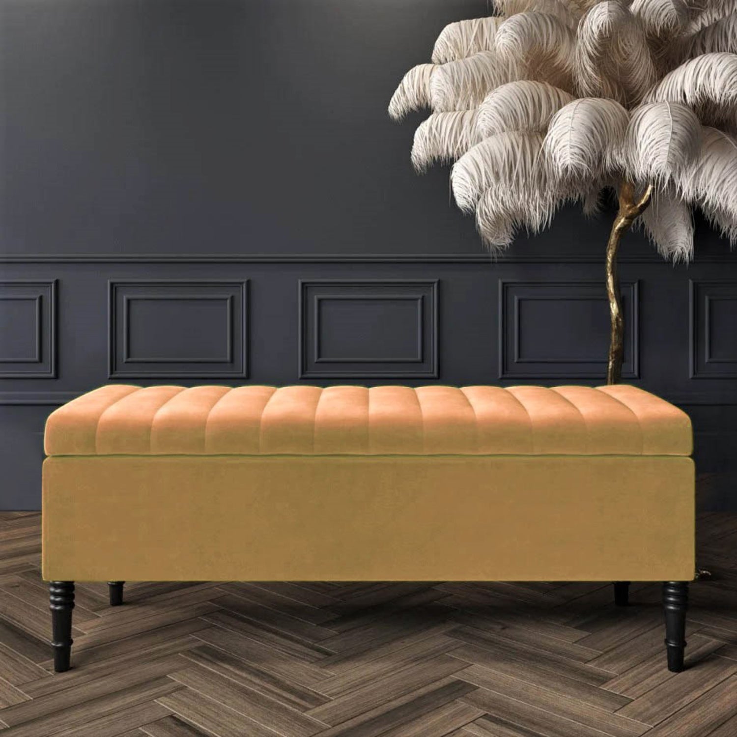 Paris Striped Ottoman Bench with storage