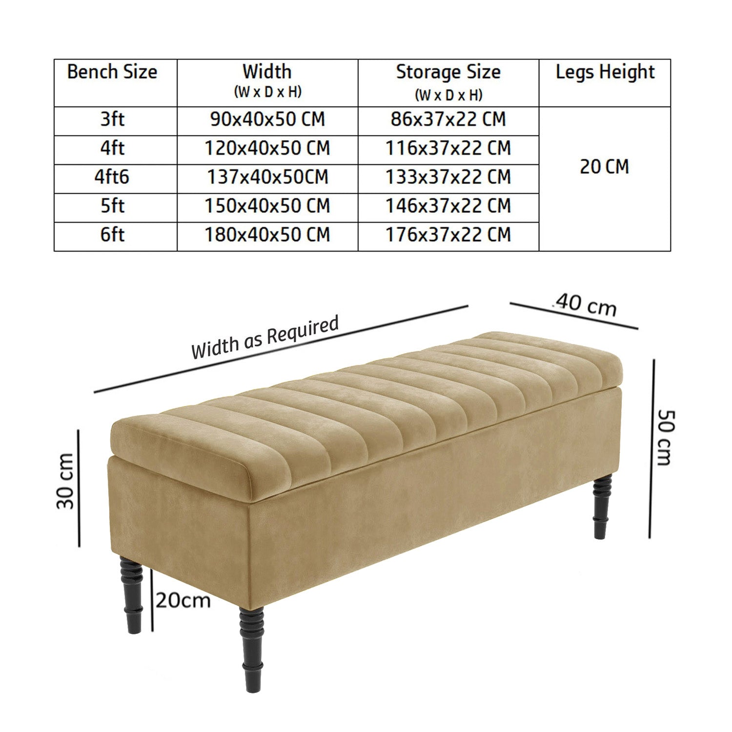 Paris Striped Ottoman Bench with storage
