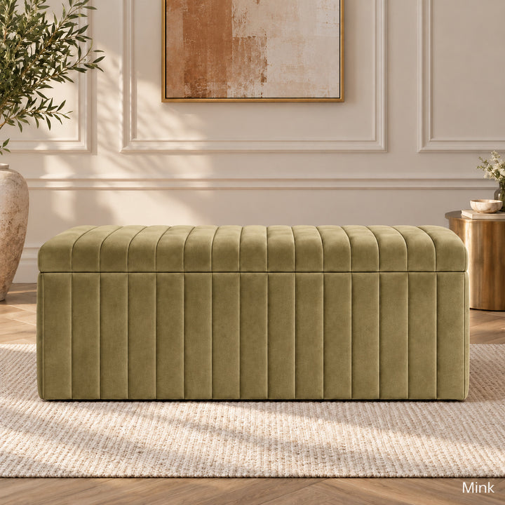 Lux Striped Ottoman Storage Box in Velvet