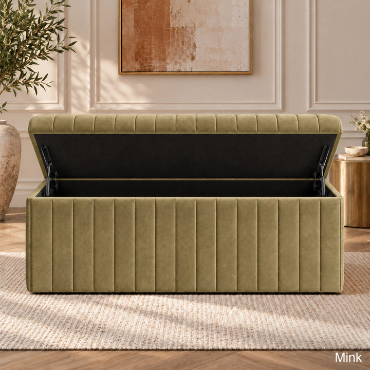 Lux Striped Ottoman Storage Box in Velvet