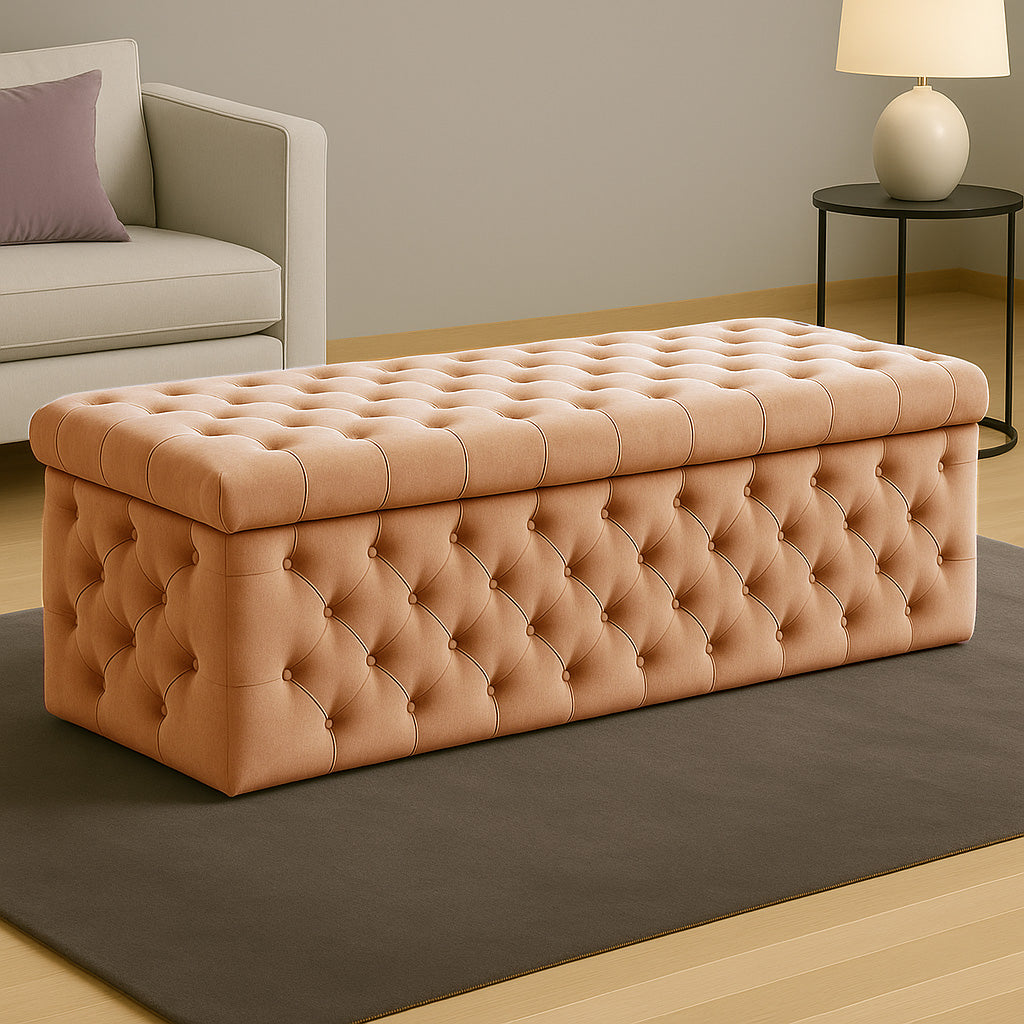 Lux Velvet Upholstered Chesterfield Storage Ottoman Box