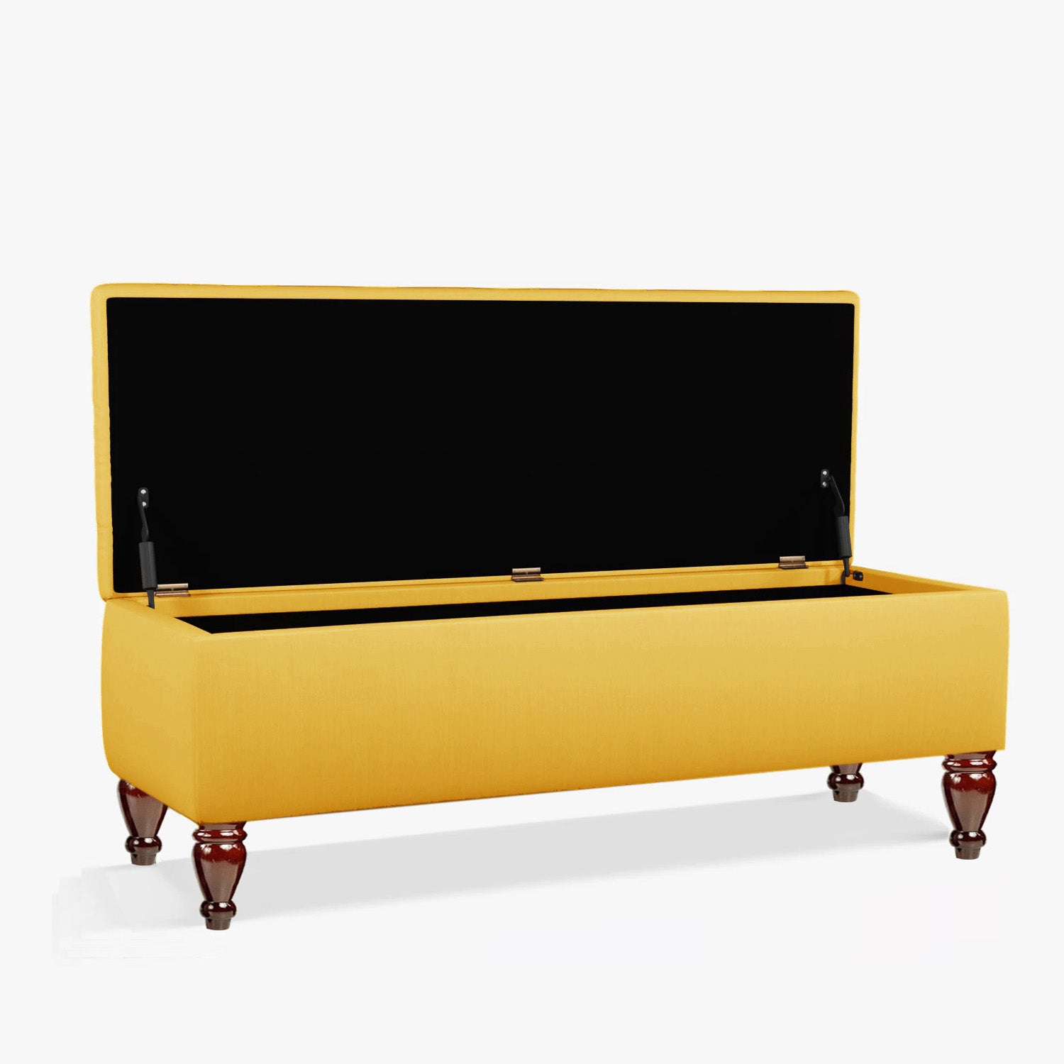 Yellow velvet bench with storage, ottoman storage bench, mustard yellow bench