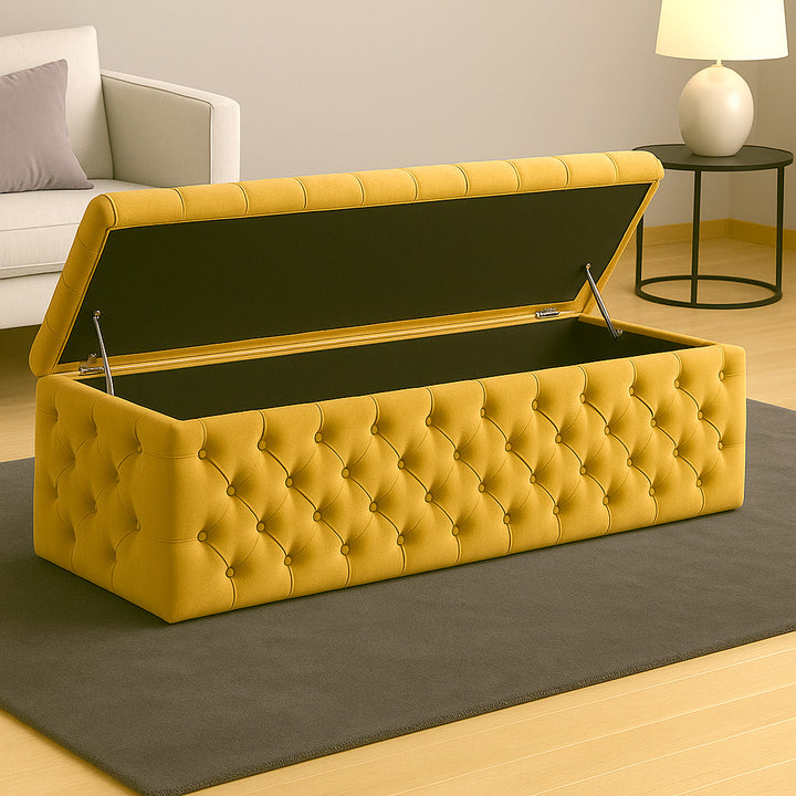 Lux Velvet Upholstered Chesterfield Storage Ottoman Box