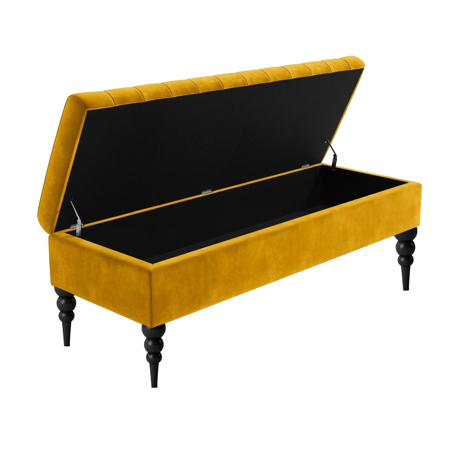 Sierra Ottoman Storage Bench with Black Turned Wooden Legs
