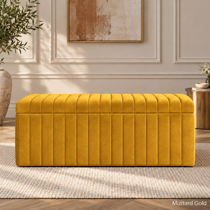 Lux Striped Ottoman Storage Box in Velvet