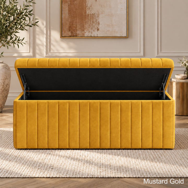 Lux Striped Ottoman Storage Box in Velvet