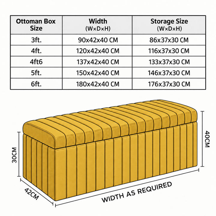 Lux Striped Ottoman Storage Box in Velvet