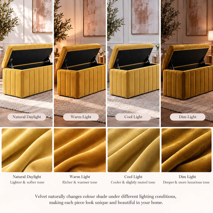 Lux Striped Ottoman Storage Box in Velvet