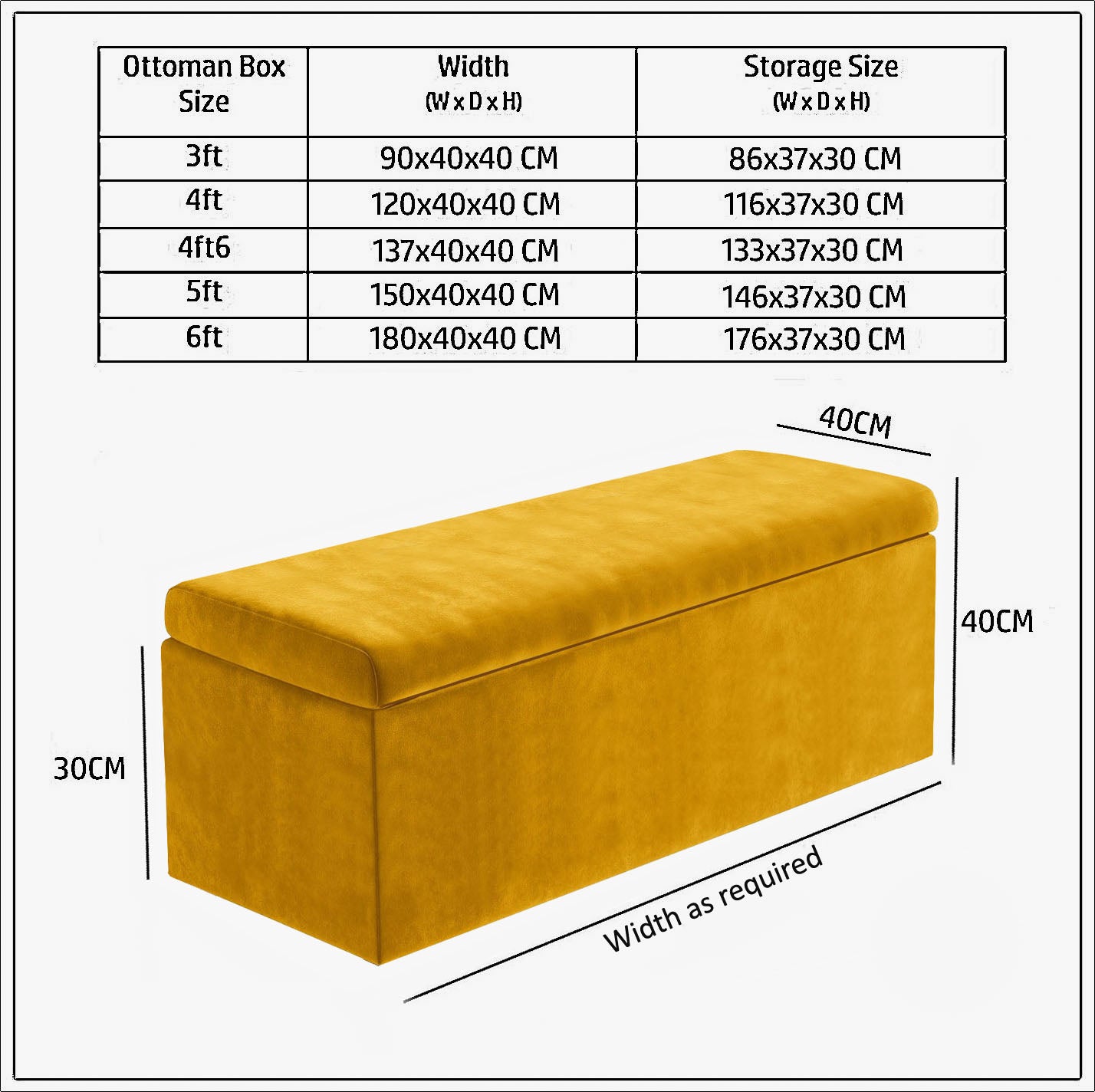 Safar Large Velvet Ottoman Storage Box with Plain Lid