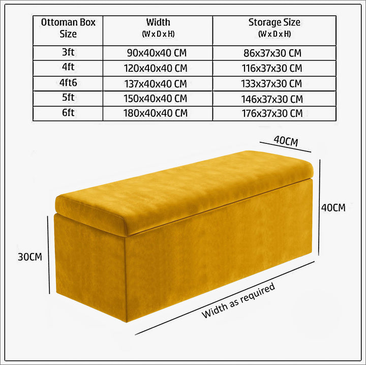 Safar Large Velvet Ottoman Storage Box with Plain Lid