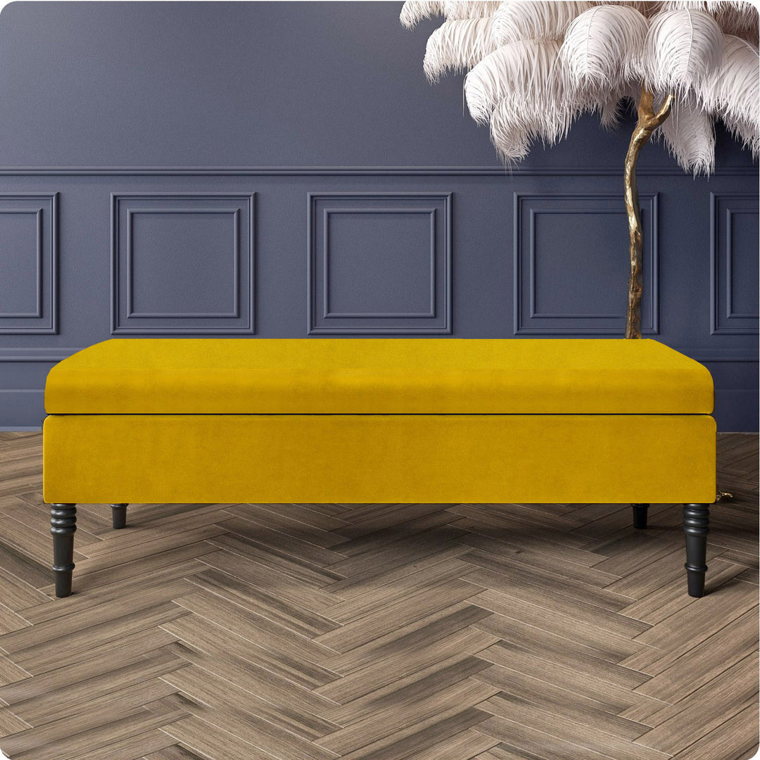 Safar Plain Upholstered Shoe Storage Bench with Legs