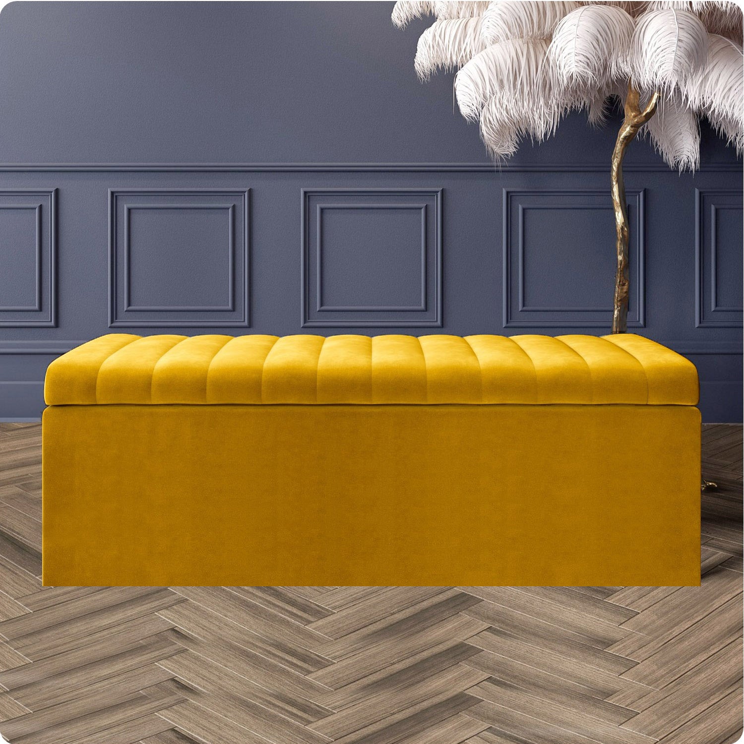 Safar Large Ottoman Storage Box - Upholstered Blanket Box