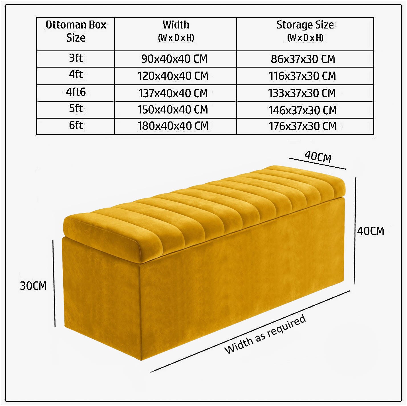 Safar Large Ottoman Storage Box - Upholstered Blanket Box