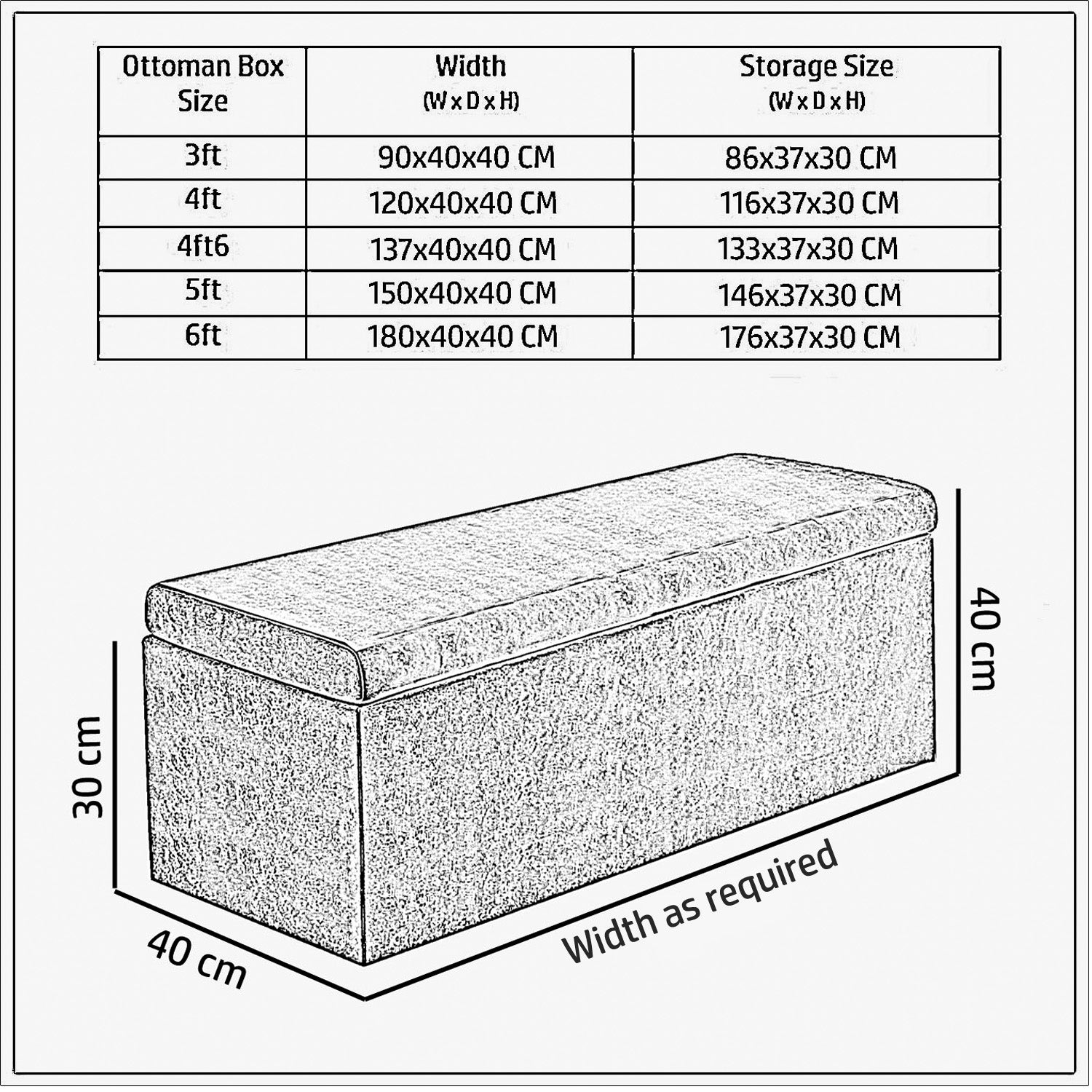 Safar Large Naples Ottoman Storage Box with Plain Lid