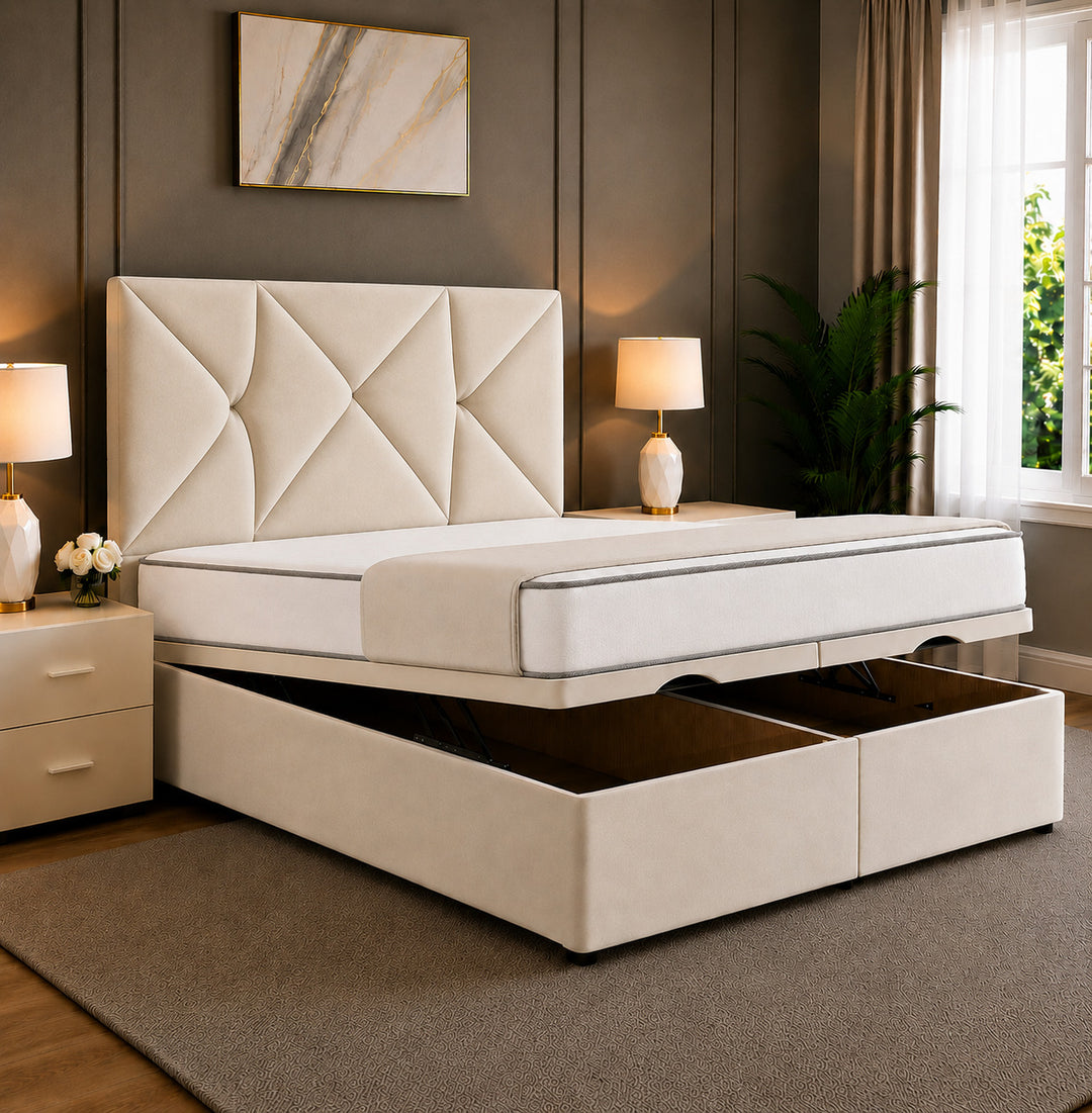 Noris Geometric Divan Ottoman Storage Bed Frame